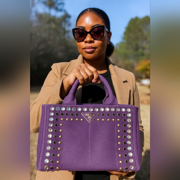 Prada Handbags - Prada Canapa Purple Cloth Bag